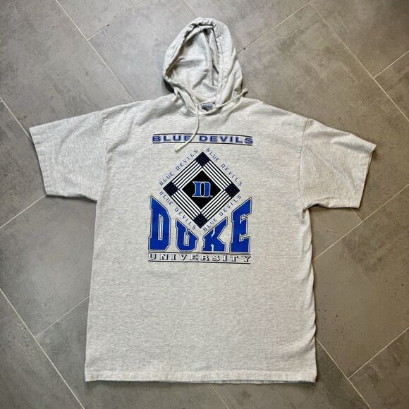 Vintage Duke Blue Devils Hoodie Tee XL 90s All Star Designs USA Single Stitch - Picture 1 of 7